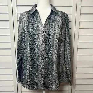 Lane Bryant Snakeskin Long Sleeve Button Down Top Size 14